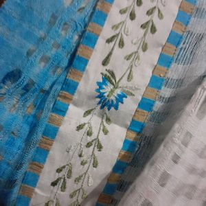 Cotton Checkered Embroidered Dupatta