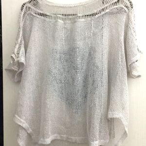 Gray Fishnet Knitted Mesh Crop Top