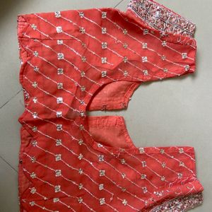 ❤🌸Beautiful Embroidered Coral Saree🎉