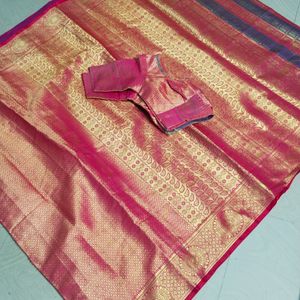 Shinning Pink Colour Kanjeevaram Women Pattu Saree