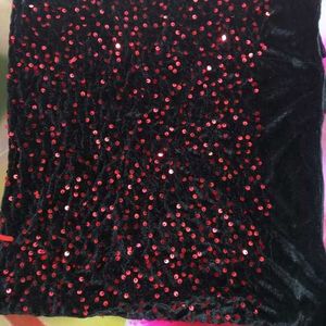 Black Party Wear Saree, Velvet Blouse Material Fre