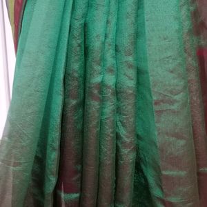 New Dual Tone Sheer Saree With Running Blouse Pc