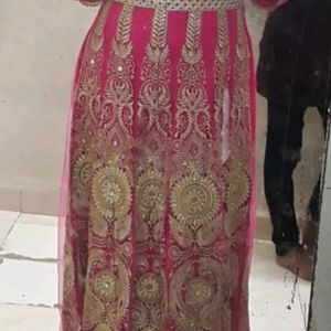 Beautiful Gown , Mirror Work, Pink Colour