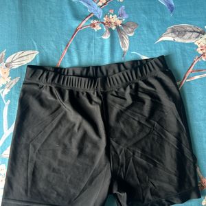 Black Synthetic Cycling Shorts