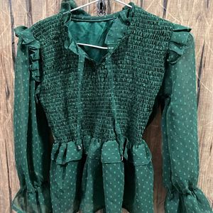 Georgette Green Top