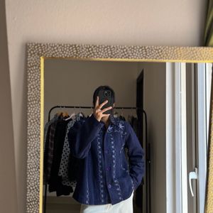 Navy Blue denim embroidered  jacket