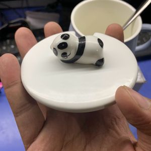 Ceramic Panda Mug & Lid And Stainless Steel Spoon