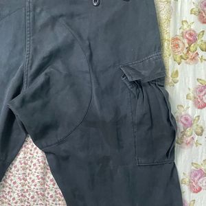 Black Washed 6 Pocket Military Cargo Thrifted Pant