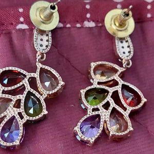 Multicolor CZ 18K Gold Plated Dangle Drop earrings