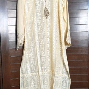 Women Embroidered Chikankari Semi Stitched Fabric