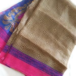 (🎉Freebies Included 🎉) Multi Colour Netted Saree