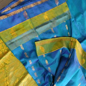 Blue And Green Silk Saree