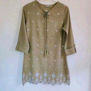 Embroidered Sage Green Tunic