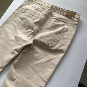 Salmon Colour Straight Fit Zara Jeans