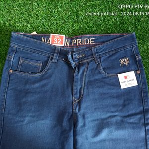 Men's Denim Blue Formal Jeans For Party Wear