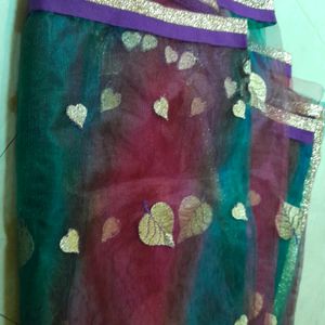 Net Saree Multicolour Shiny With Blouse