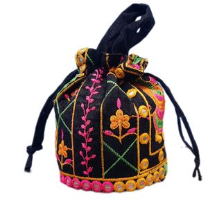 Velvet Embrodary Work Potli Bag