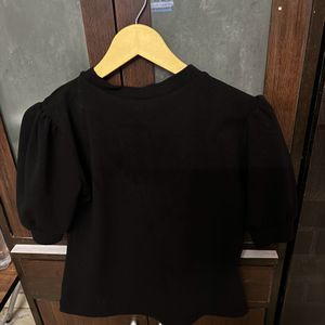 Black Top With Puff Sleeves