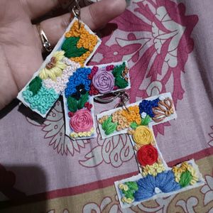 Handmade Embroidery Alphabet Keychain