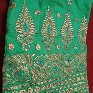 Fancy Green Unstitched Suit Material For Women