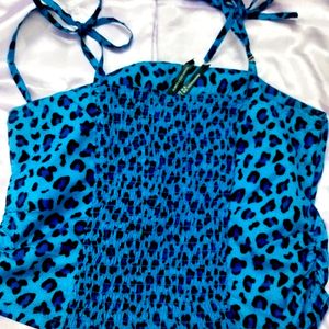 Blue Leopard Print Top