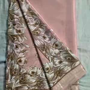 Pink Crape Silk Saree, Read description