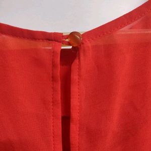 Red Layered Party Chiffon Shimmery Top (XL)