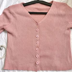 Pinterest Korean Ribbed Pink Top