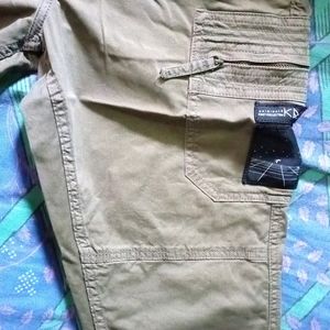 KRA men olive green straight fit cargo trouser