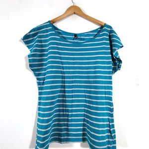 Cyan With White Striped Top (Women's)