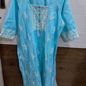 Stitched Organza Kurta, Pants With Dupatta