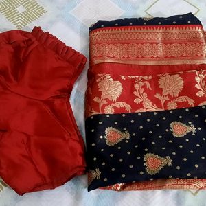 Maroon And Black Combination Saree