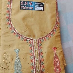 Muslin Creme Suit With Embroidered Front