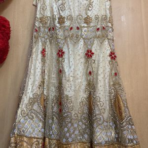 Heavy Hand Work Off White Bridal Lehanga