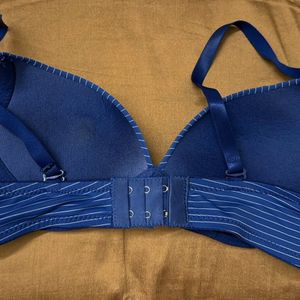 Strap Print Navy Blue Bra