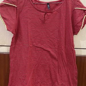 Shyla Red Top White Strips Size Xl