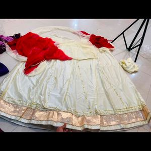 White Red Silk Choli