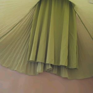 Sassfaras Women Pleated Skater Mint Green Dress