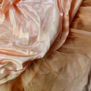 Pink Silk Princess Frock With Glitter And Work