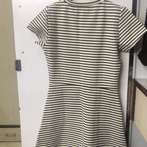 Mango Black And White Striped Dress