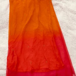 Orange-pink Fusion transparent kurti