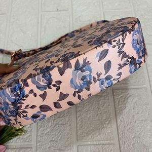 Pink floral Oval sling bag