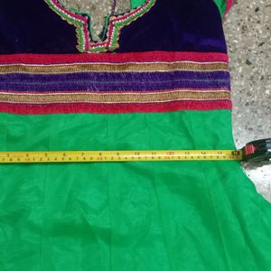 Green With Purple Anarkali Kurta