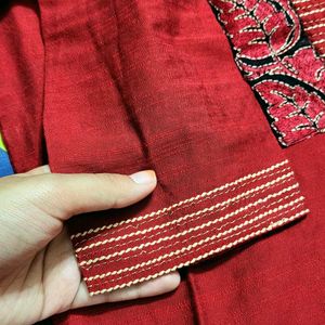 Maroon Silk Kurta