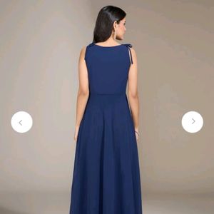 Navy Blue V Neck Maxi Dress