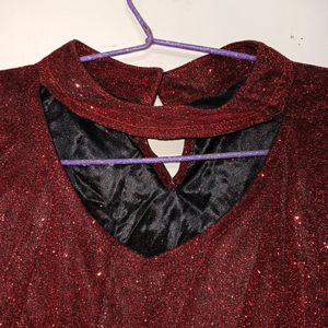 Maroon Shimmery Top With Bell Sleaves For Party