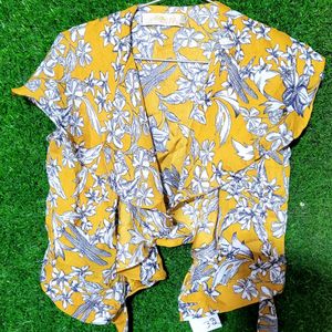 Mustard Printed Shrug