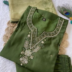 Premium Roman Silk Suit Set For Women