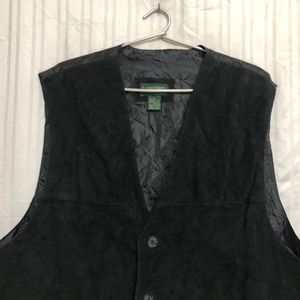 Saddlebred Black Leather Waistcoat