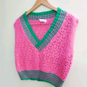 Maganta & Green Half Sweater Size-40